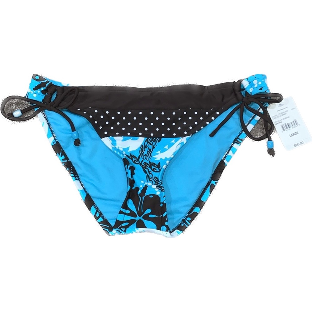 NWT Flowers Blue/Brown Bikini bottom